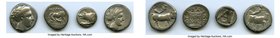 ANCIENT LOTS. Greek. Ca. 4th-1st centuries BC. Lot of four (4) AR issues. Fine-About VF, test cuts. Includes: (2) Campania, Neapolis, AR didrachm, ca....