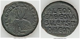 ANCIENT LOTS. Byzantine. Ca. AD 886-1071. Lot of two (2) AE folles. About VF. Includes: Leo VI (AD 886-912) // Anonymous (Romanus IV, AD 1068-1071). T...