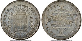 João Prince Regent 960 Reis 1811-R AU53 NGC, Rio de Janeiro mint, KM307.3. Light taupe toning subduing somewhat reflective fields, some weakness in st...