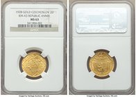 Republic gold 2 Dukaten 1928 MS63 NGC, KM-XM3. Issued for the 10th anniversary of the Republic. AGW 0.2213 oz. 

HID09801242017