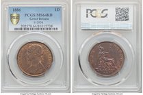 Victoria Penny 1886 MS64 Red and Brown PCGS, KM755, S-3954. Reverse displays attractive blue toning. 

HID09801242017