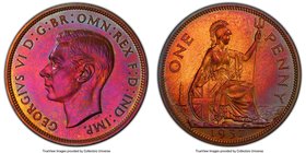 George VI Proof Penny 1937 PR65 Red and Brown PCGS, KM845, S-4114. Florescent magenta toning with violet and blue undertones. 

HID09801242017