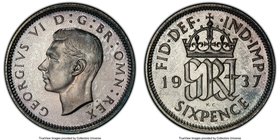 George VI Proof 6 Pence 1937 PR66 PCGS, KM852, S-4084. Lovely mirrored surfaces, with light toning. 

HID09801242017