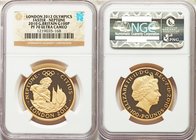 Elizabeth II gold Proof 100 Pounds 2010 PR70 Ultra Cameo NGC, KM1162. Mintage: 7,500. London 2012 Olympic Issue. Neptune and sailing ships. AGW 0.9573...