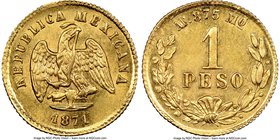 Republic gold Peso 1871 Mo-M/C MS62 NGC, Mexico City mint, KM410.5.

HID09801242017
