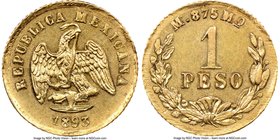 Republic gold Peso 1893 Mo-M AU58 NGC, Mexico City mint, KM410.5.

HID09801242017