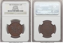 British East India Company copper Proof 1/2 Penny 1821 PR63 Brown NGC, KM-A4. Very few Proofs were minted. With deep mahogany color and a strong strik...