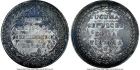 General Manuel Belgrano silver "Battle of Tucuman" Medal 1812 AU50 NGC, Potosi mint, Rosa-93. 47mm. From the Dresden Collection of Hispanic and Brazil...
