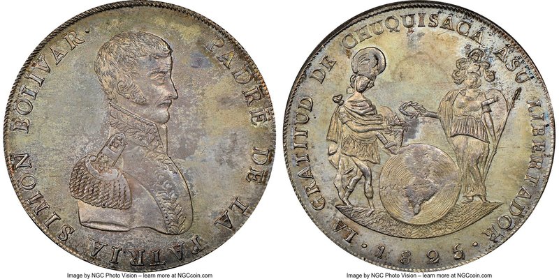 Republic silver "Gratitude of Chuquisaca" Medal 1825 MS63 NGC, Fonrobert-9740. 4...