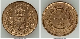 Pedro II bronze Pattern 40 Reis 1863 UNC (Lacquered, Surface Hairlines), Bentes-E45.03. 25mm. 7.19gm. From the Dresden Collection of Hispanic and Braz...