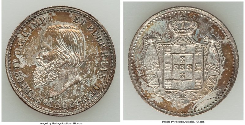 Pedro II silver Non-Denominated Pattern 1888 UNC (Surface Hairlines), 22mm. 6.29...
