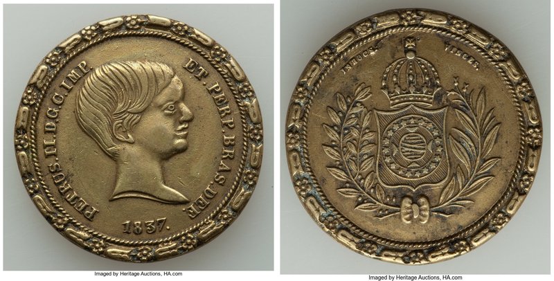 Pedro II brass Medal 1837 AU (Cleaned), Fonrobert-8663. 33mm. 14.27gm. From the ...