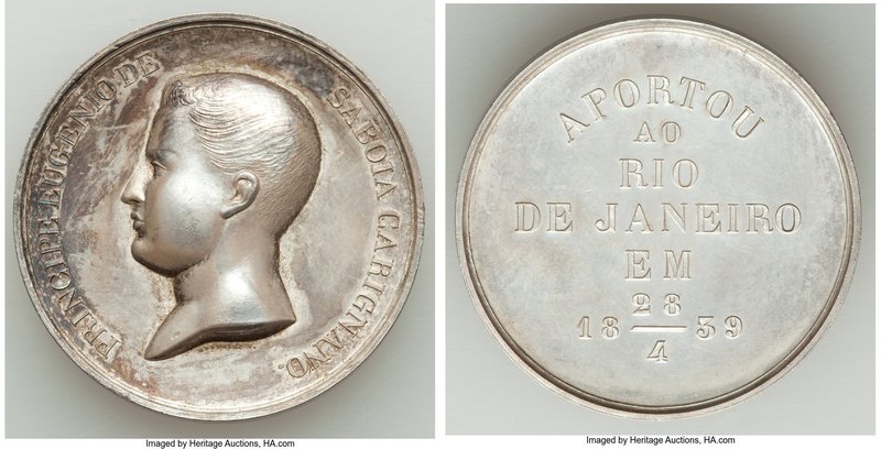 Pedro II silver "Prince Eugene of Savoia Carignano Visit" Medal 1839 Prooflike (...