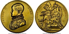 Pedro II gilt-bronze Azevedo Coronation Medal 1841 MS62 NGC, 60mm. From the Dresden Collection of Hispanic and Brazilian Proclamation Medals

HID09801...