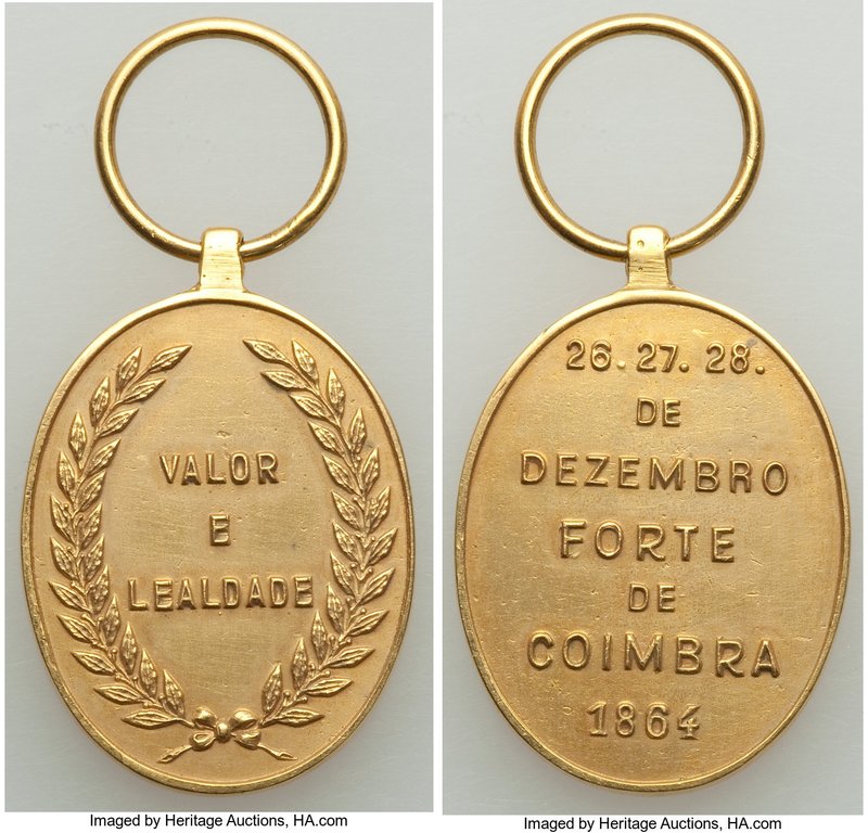 Pedro II gold "Coimbra Fort" Decoration 1864 UNC (Cleaned), Meili-122, Ross BR-1...