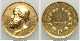 Pedro II gold "Academy of Arts" Award Medal ND (1881) Prooflike (Cleaned), Rio de Janeiro mint, VC-73, Meili-167. 27mm. 13.97gm. From the Dresden Coll...
