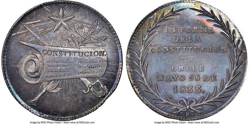 Republic silver "Constitution Proclamation" Medal 1833 MS64 NGC, Fonrobert-9853....