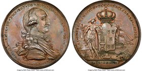 Charles IV bronze "Consulate of Mexico" Proclamation Medal 1789 MS65 Brown NGC, Grove-C-26C. 42mm. From the Dresden Collection of Hispanic and Brazili...