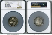 Charles IV silver Puebla Proclamation Medal 1790 UNC Details (Obverse Scratched) NGC, Grove-C-122. 47mm. From the Dresden Collection of Hispanic and B...