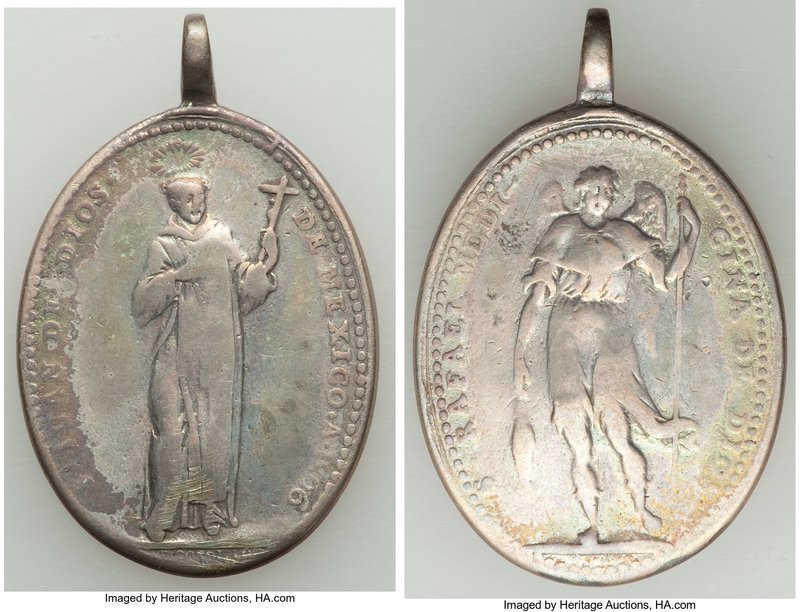 "St. Juan and St. Raphael" silver Oval Medal 1806 About VF (Scratches), Lightly ...