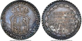 Ferdinand VII silver Mexico City Proclamation Medal 1808 MS63 NGC, Grove-F-15. 22mm. From the Dresden Collection of Hispanic and Brazilian Proclamatio...