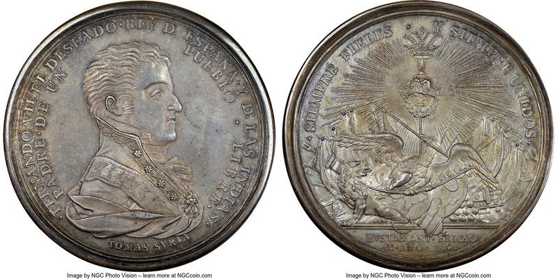 Ferdinand VII silver Mexico City Proclamation Medal 1808 MS62 NGC, Grove-F-7. 50...
