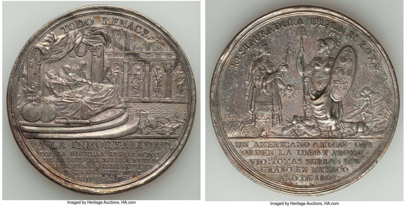 Ferdinand VII plated-bronze "Supreme Central Junta" Proclamation Medal 1808 AU (...