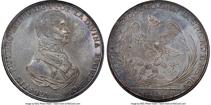 Augustin I Iturbide silver Mexico City Proclamation Medal 1823 MS63 NGC, Grove-1...