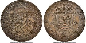 Zeeland. Provincial bronze "Brazil/Guinea Commerce" Jeton 1596 AU58 Brown NGC, Van Loon-I-488.2. 29mm. From the Dresden Collection of Hispanic and Bra...
