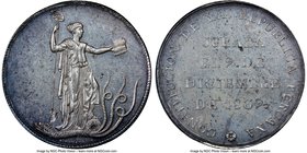 Republic silver "Constitution Proclamation" Medal 1839 MS62 NGC, Fonrobert-9062. 43mm. From the Dresden Collection of Hispanic and Brazilian Proclamat...