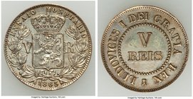 Luiz I plated-copper Pattern 5 Reis 1863 UNC (Surface Hairlines), Gomes-E3.04. 22mm. 3.04gm. From the Dresden Collection of Hispanic and Brazilian Pro...