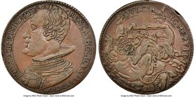 Philip IV bronze "Battle of the Albrolhos" Medal 1631 AU50 Brown NGC, Van Loon-II-196. 29mm. From the Dresden Collection of Hispanic and Brazilian Pro...