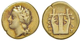 GRECHE - SICILIA - Siracusa - Agatocle (317-289 a.C.) - 25 Litre - Testa di Apollo a s. /R Lira Mont. 4822; S. Ans. 617 (EL g. 1,83)
meglio di MB