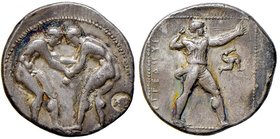 GRECHE - PISIDIA - Selge - Statere - Due atleti nudi in atto di lottare /R Fiondatore andante a d.; nel campo, triscele Contromarca al D/ Sear 5472 (A...