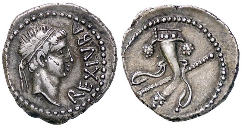 GRECHE - MAURITANIA - Giuba II (25 a.C.-23 d.C.) - Denario - Testa diademata a d...