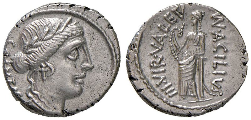 ROMANE REPUBBLICANE - ACILIA - Man. Acilius Glabrio (49 a.C.) - Denario - Testa ...