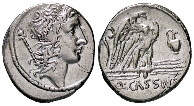 ROMANE REPUBBLICANE - CASSIA - Q. Cassisus Longinus (55 a.C.) - Denario - Testa ...