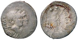ROMANE REPUBBLICANE - CORDIA - Mn. Cordius Rufus (46 a.C.) - Denario - Testa affiancate dei Dioscuri a d. /R Venere Verticordia stante a s. con scettr...