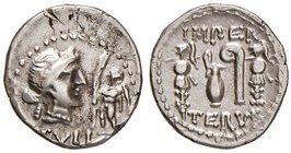 ROMANE REPUBBLICANE - CORNELIA - L. Cornelius Sulla Felix (84-83 a.C.) - Denario - Testa di Venere a d.; davanti, Cupido con ramo di palma /R Strument...