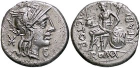 ROMANE REPUBBLICANE - FABIA - Numilius Fabius Pictor (126 a.C.) - Denario - Testa di Roma a d. /R Q. Fabius Pictor seduto su uno scudo a s. B. 11; Cr....