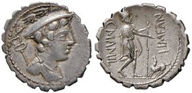 ROMANE REPUBBLICANE - MAMILIA - C. Mamilius Limetanus (82 a.C.) - Denario serrato - Busto di Mercurio a d.; dietro, caduceo /R Ulisse riconosciuto dal...