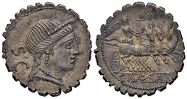 ROMANE REPUBBLICANE - NAEVIA - C. Naevius Balbus (79 a.C.) - Denario serrato - Testa di Venere a d. /R La Vittoria su triga a d. B. 6; Cr. 382/1 (AG g...