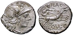 ROMANE REPUBBLICANE - VALERIA - C. Valerius C. f. Flaccus (140 a.C.) - Denario - Testa di Roma a d., dietro la testa X /R La Vittoria su biga verso d....
