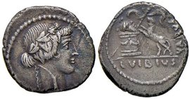 ROMANE REPUBBLICANE - VIBIA - C. Vibius C. f C. n. Pansa Caetronianus (48 a.C.) - Denario - Testa di Bacco a d. /R Altare di Bacco sul quale sono post...