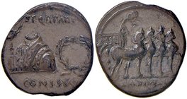 ROMANE IMPERIALI - Augusto (27 a.C.-14 d.C.) - Denario - Aquila, mantello imperiale e corona /R Quadriga a d. C. 78 (AG g. 3,36) Patina intensa
BB+