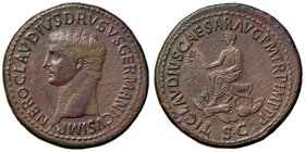 ROMANE IMPERIALI - Nerone Druso (14) - Sesterzio - Testa a s. /R L'Imperatore seduto a s. su sedia curule, attorno delle armi C. 8 (10 Fr.); RIC 93 (A...