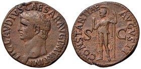 ROMANE IMPERIALI - Claudio (41-54) - Asse - Testa a s. /R Pallade stante a s. con lancia e porta la mano d. alla bocca C. 14; RIC 111 (AE g. 10,26) Ot...