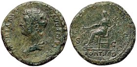 ROMANE IMPERIALI - Adriano (117-138) - Asse - Busto drappeggiato a s. /R La Fortuna seduta a s. con timone su globo e cornucopia C. manca R (AE g. 13,...