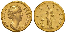 ROMANE IMPERIALI - Faustina I (moglie di A. Pio) - Aureo - Busto drappeggiato a s. /R La Pietà velata a s. mette incenso in un candeliere C. 233 (35 F...