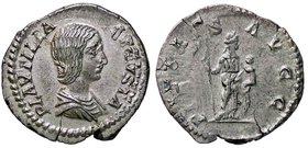 ROMANE IMPERIALI - Plautilla (moglie di Caracalla) - Denario - Busto a d. /R La Pietà stante di fronte con scettro e un infante C. 16; RIC 367 (AG g. ...